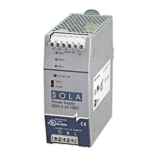 SDN5-24-100C SDN-C Compact Power Supply, 115/230 V AC Input, 24 VDC Output, 120 W Power Rating, 1.65/0.55 A, DIN Rail Mount