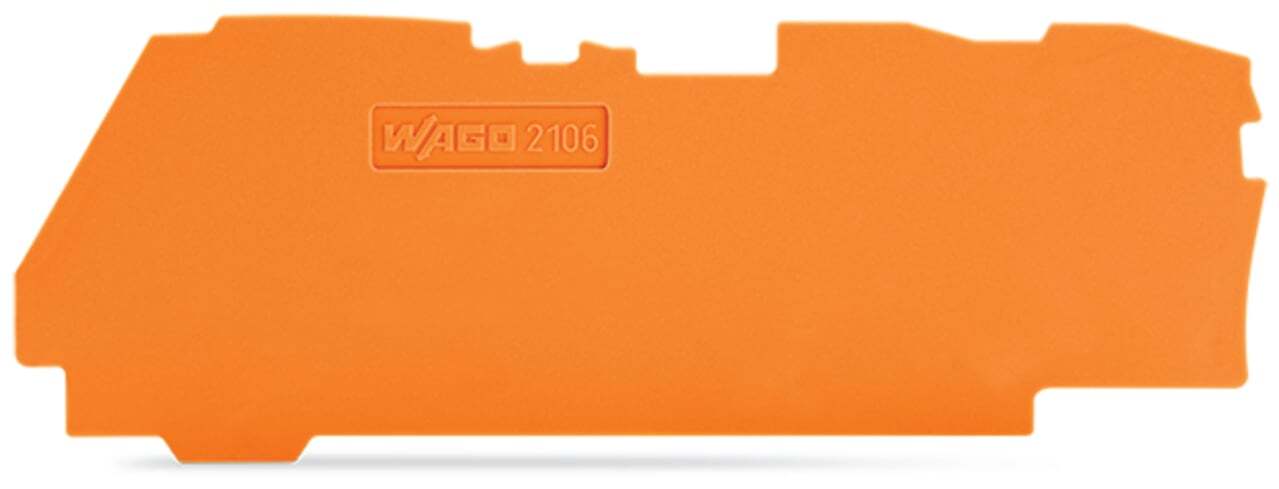 2106-1392 End and Intermediate Plate, For Use With 3-Conductor Terminal Blocks, Polyamide, Orange