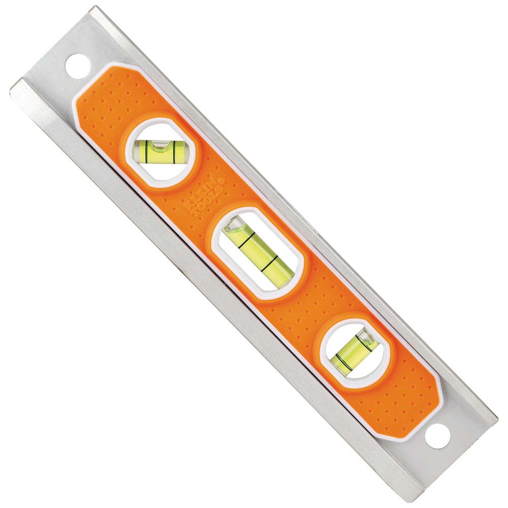 935R Rare Earth Magnet Torpedo Level, 9 in L, 3 Vials, Aluminum, 0/45/90 deg Vial Position, 0.1 % Accuracy