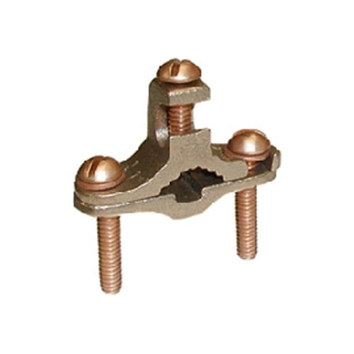RB-17 Bridgeport Direct Burial Integral Lay-In Lug Rebar Ground Clamp, 10 to 2 AWG Conductor, Bronze