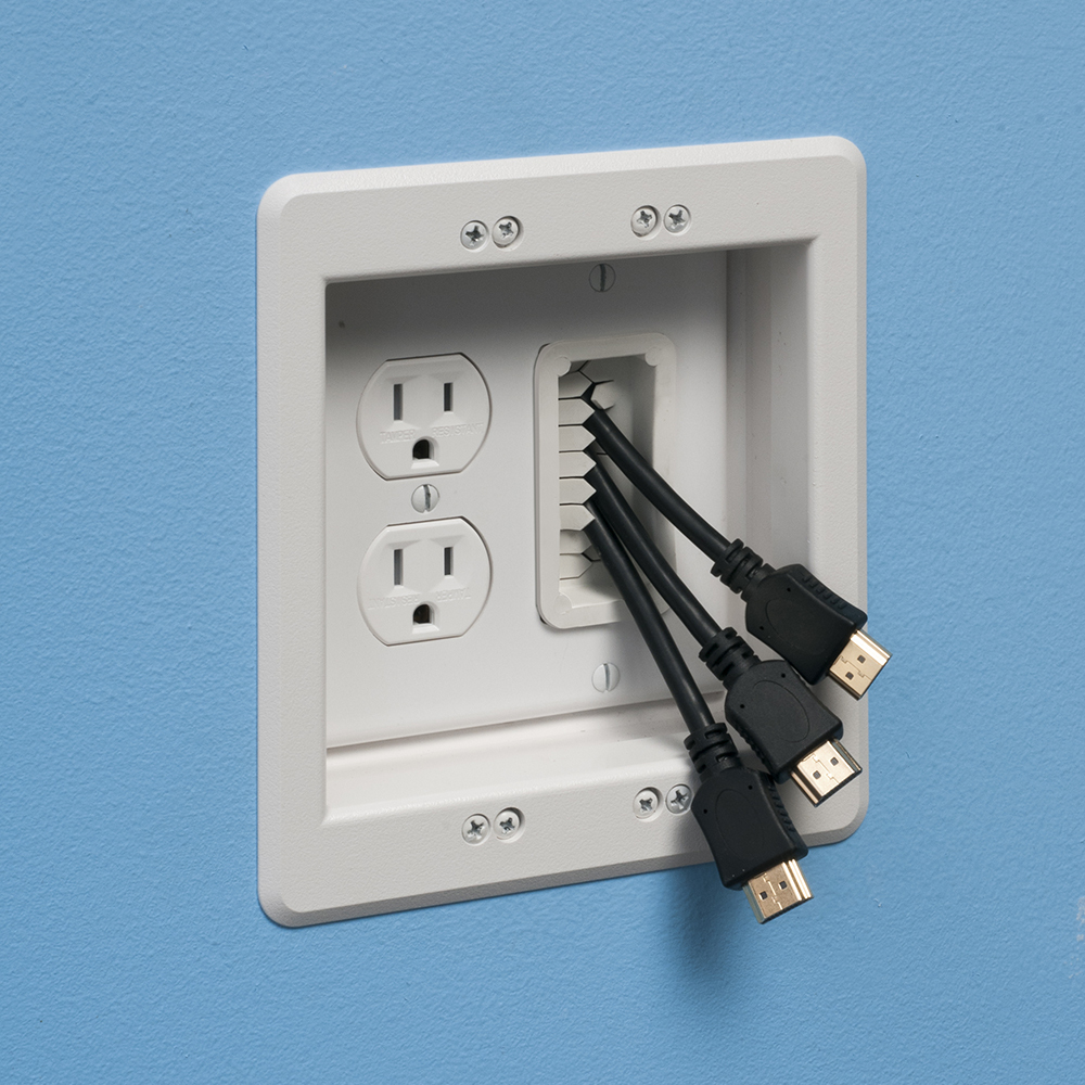 TVBR505K Low Voltage Power Recessed Combination Box Kit, Plastic, 18 cu-in Capacity, 2 Gangs, 6.254 in W x 3.75 in D x 6.942 in H