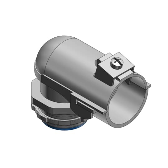 3143 T&B Tite-Bite Cable Angle Connector With Insulated Throat, 3-1/2 in Trade, 3 in Knockout, 3.62 to 4.06 in Cable Openings, Malleable Iron, Electro-Zinc Plated