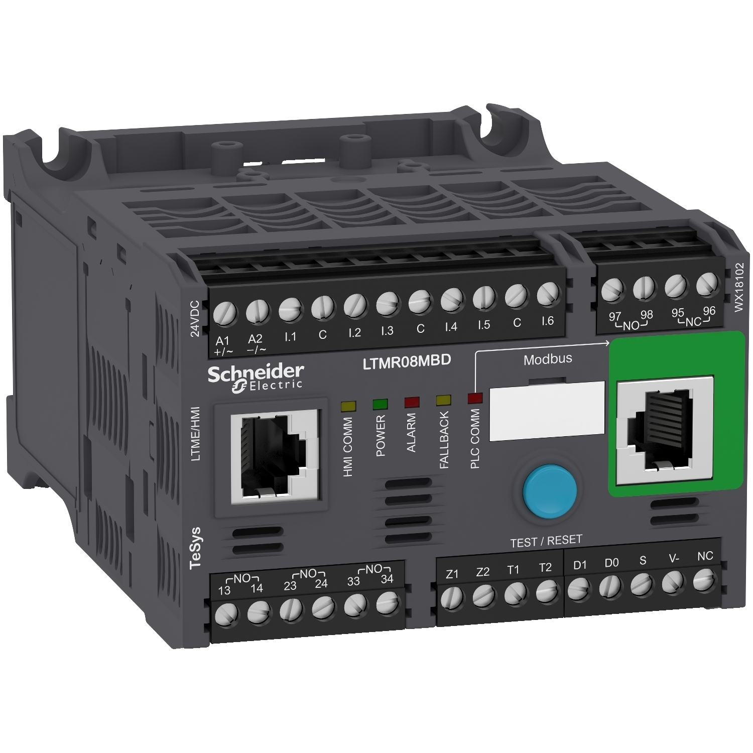 LTMR08MBD TeSys LTMR Motor Controller With Modbus Communication Port, 7 mA, 5 A at 250 V AC/5 A at 30 V DC