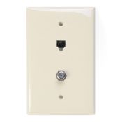 40539-CMT Midsize Screw Terminal Telephone/Video Wall Jack, 1 Gang, 3-1/8 in W, Nylon, Wall Mount