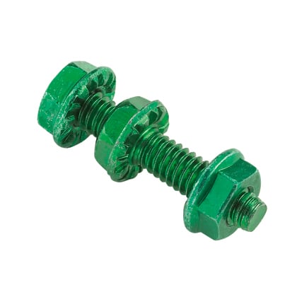 TRBSK StructuredGround Tapped Rail Bonding Stud Kit, For Use With Threaded Rail Fastener, 0.47 in Dia Hex Head Phillips Slotted Screw, #12-24 Bonding Cage Nut, Steel, Green