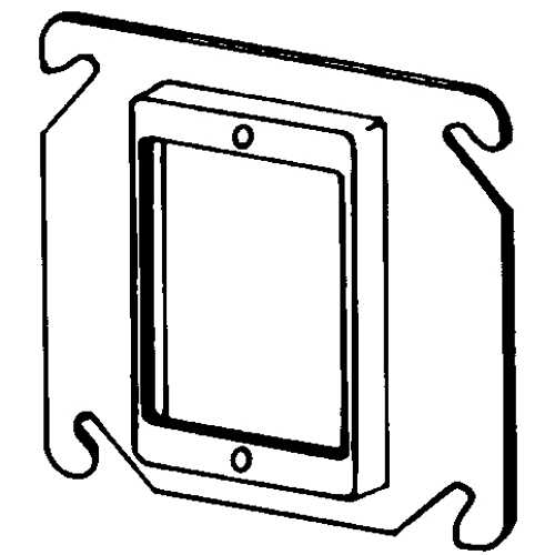 8468A Raised Square Box Cover, 4 in L x 4 in W x 1/2 in D, Steel