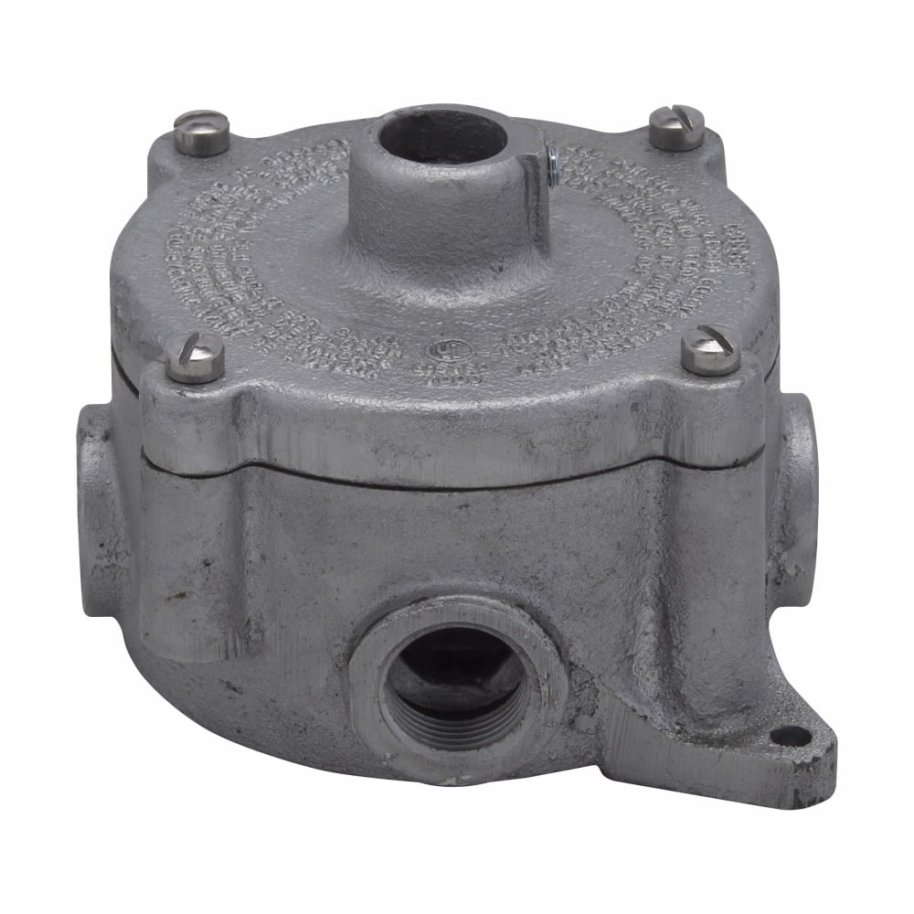 CPS12022 Condulet Dust-Ignitionproof Explosionproof Raintight Conduit Outlet Box With 3/4 in Cover, 3/4 in, 3/4 in Cover Opening, Aluminum Acrylic Painted/Electro-Galvanized