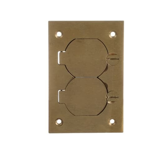 P-64-DS Steel City MopTite Cover Plate With Duplex Lift Lid, 4-1/2 in L x 3 in W, Brass