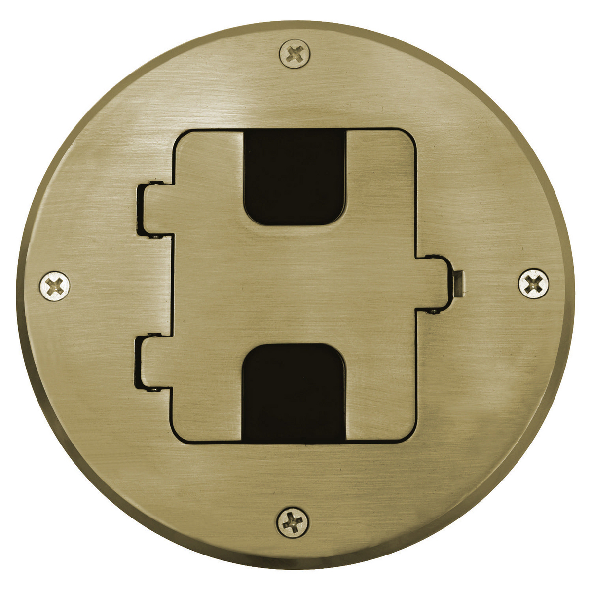 RF509BR Semi-Adjustable Standard Floor Box Cover With Tile Flange, Door, 5.6 in Dia, Solid Brass