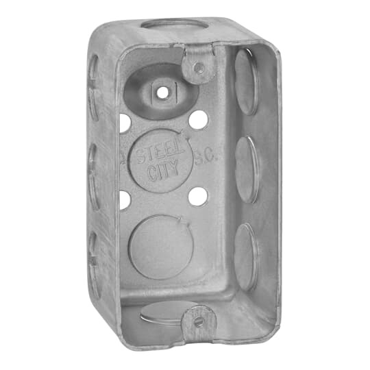 58371-1/2 Steel City Drawn Style Utility Box, Steel, 14.5 cu-in Capacity, 1 Gangs, 1 Outlets, 10 Knockouts