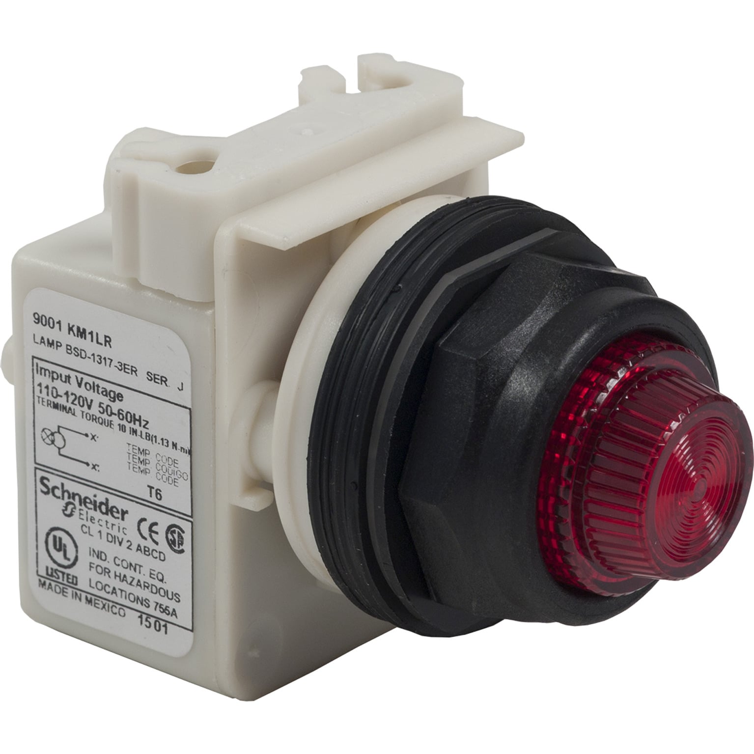 9001SK72J1R Harmony Type SK Corrosion-Resistant Dusttight/Oiltight/Watertight Heavy Duty Round Transformer Illuminated Selector Switch Operator, 30 mm, Knob Operator, 3 Positions