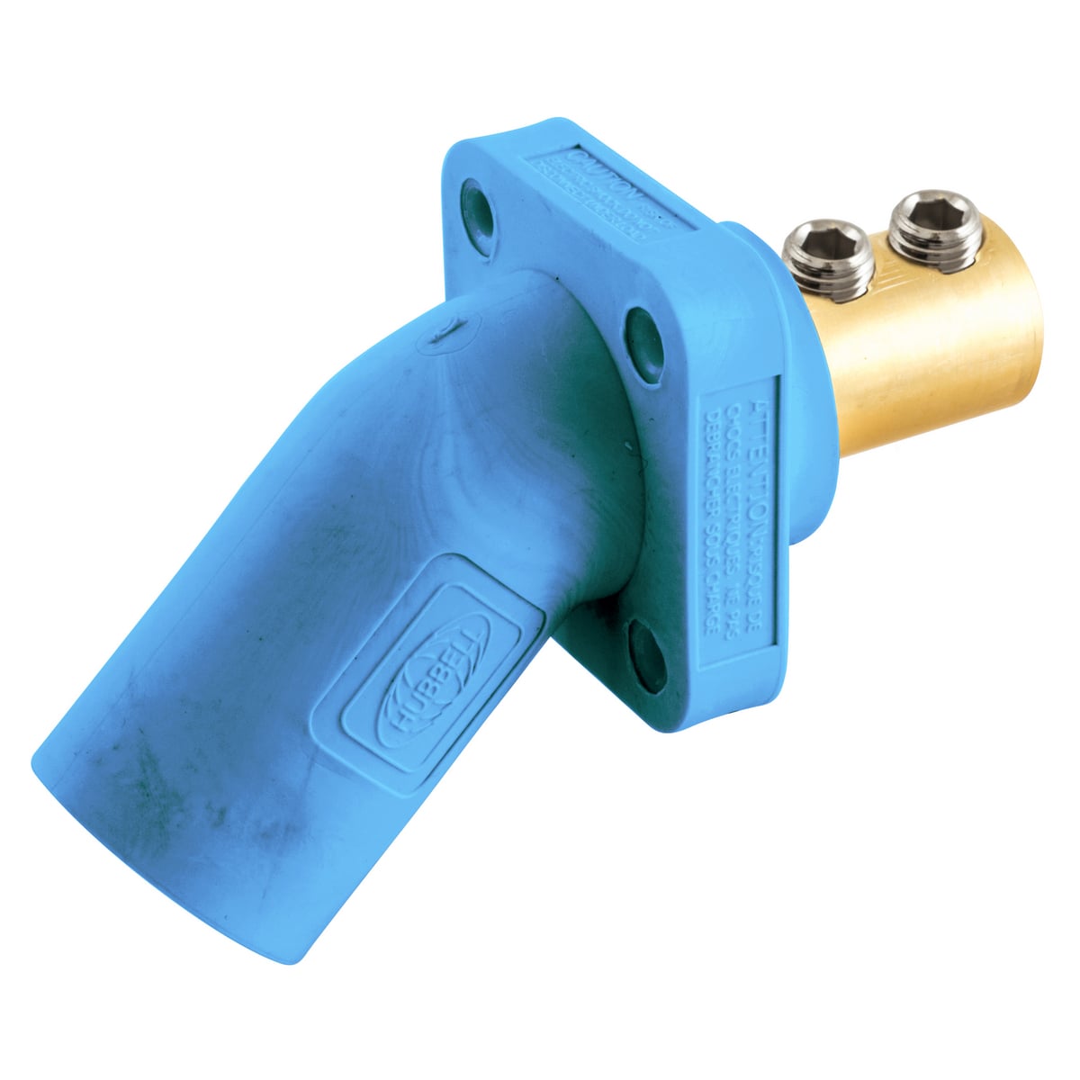 HBLMRABL 16 Series 1-Pole Angled Double Set Screw Inlet Male Standard Single Pole Receptacle, 600 V AC/250 V DC, 400 A, 4 to 4/0 AWG Wire, Screw Terminal Connection, 3R/4X/12 NEMA Rating