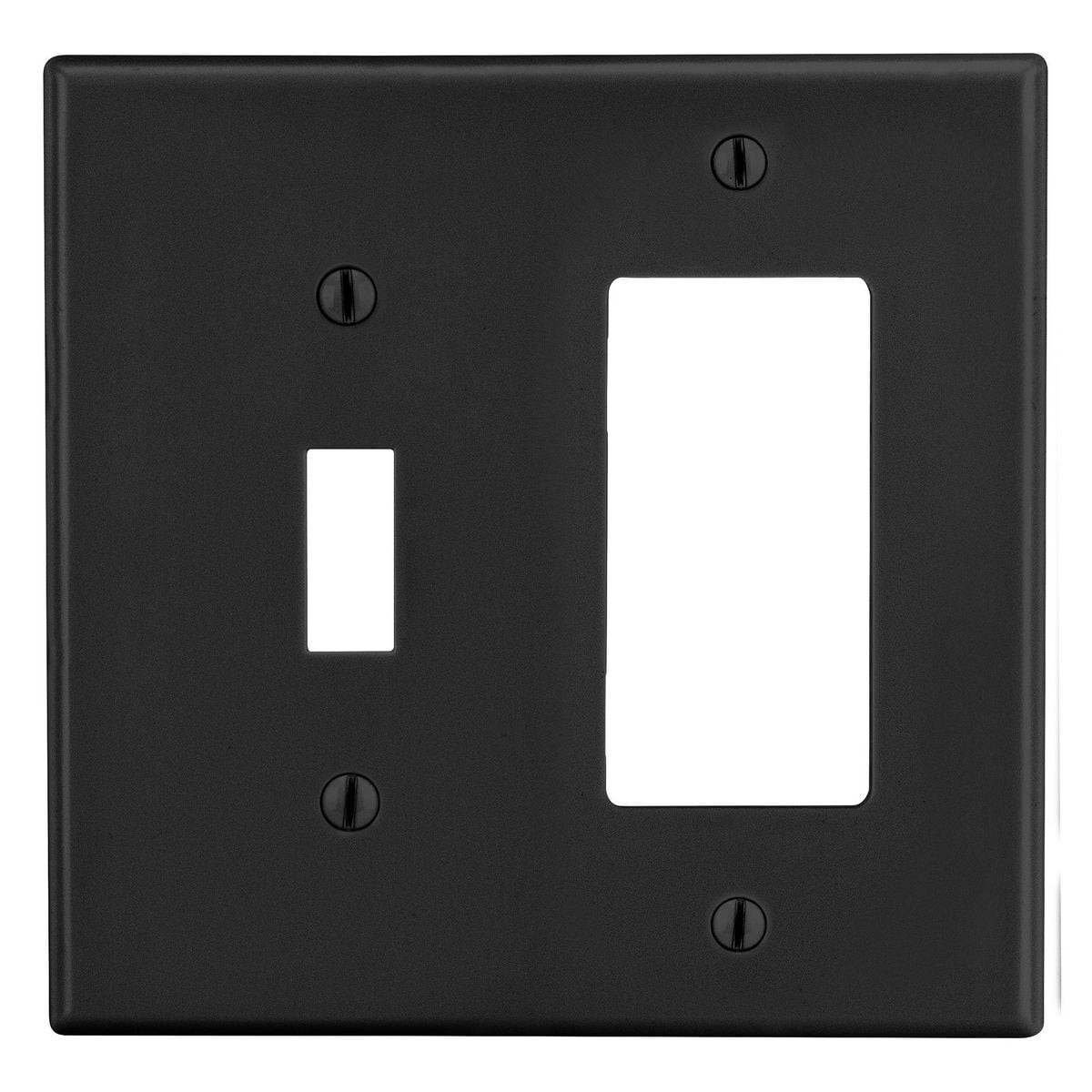 PJ126BK Mid-Size Non-Metallic Wall Plate, 2 Gangs, 5 in W x 4.94 in H, Polycarbonate Thermoplastic, Black