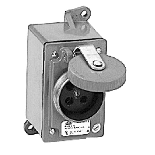 3754 Russellstoll Receptacle Box Assembly, 250/600 VAC, 20 A, 3 Poles, 4 Wires