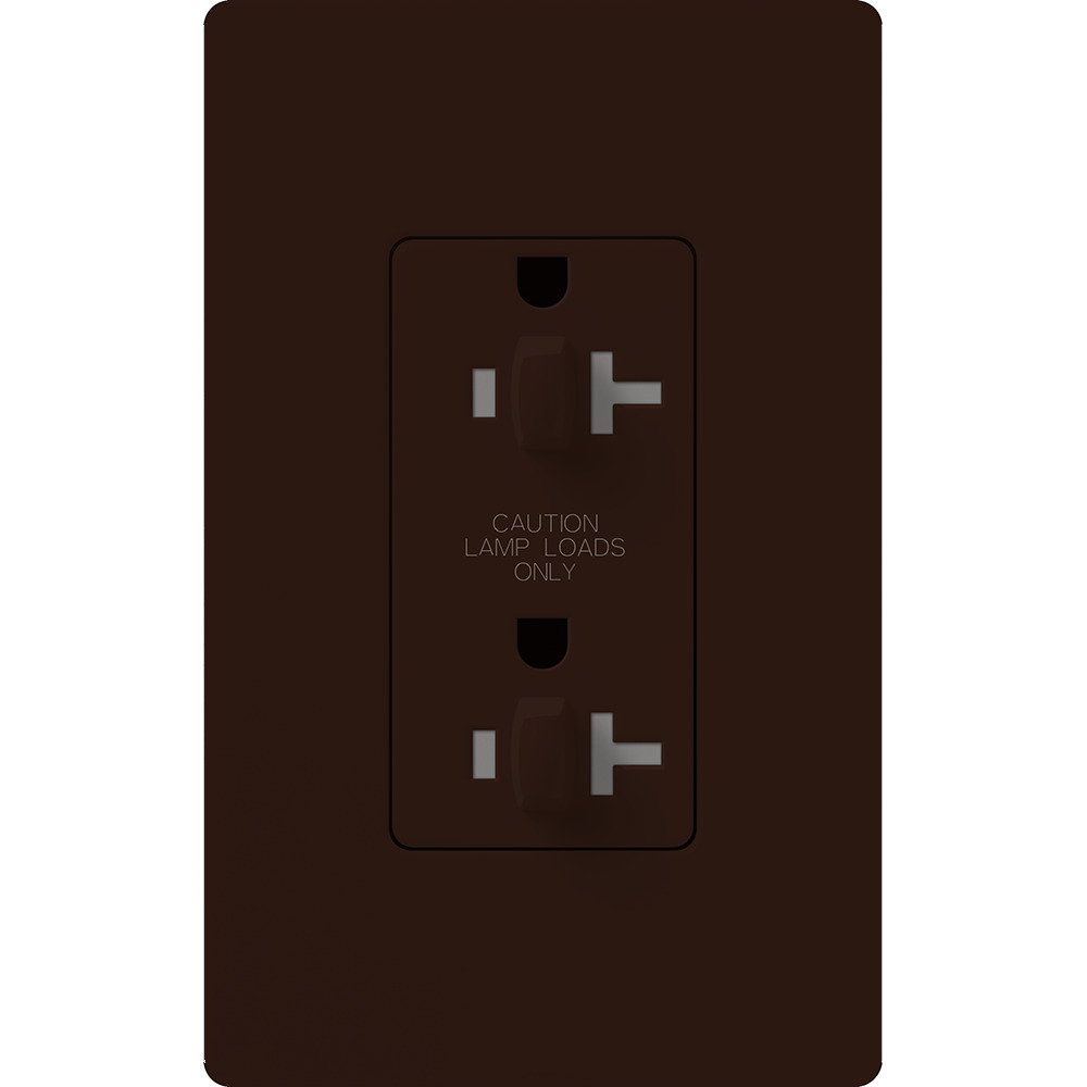 CAR-20-DDTR-BR Claro Dual Dimming Tamper-Resistant Duplex Receptacle, Decorator-Style Outlet, 20 Amp, Gloss, Brown