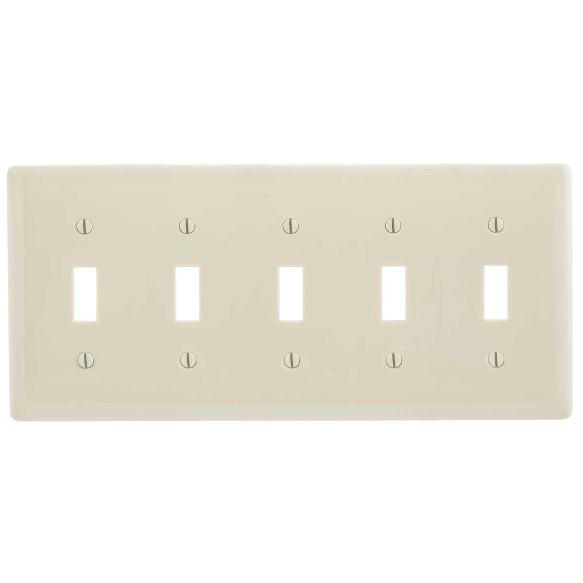 NP5LA Standard Wall Plate, 5 Gangs, 10.12 in W x 4.625 in H x 0.25 in D, Nylon, Light Almond