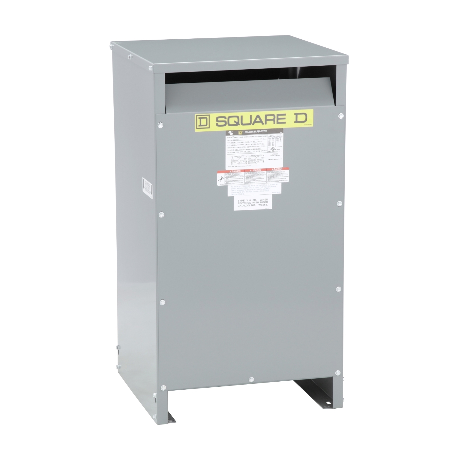 EE37S3534H Energy Efficient Low Voltage Transformer, 600 V Primary, 120/240 V Secondary, 37.5 kVA Power Rating, 1 Phase