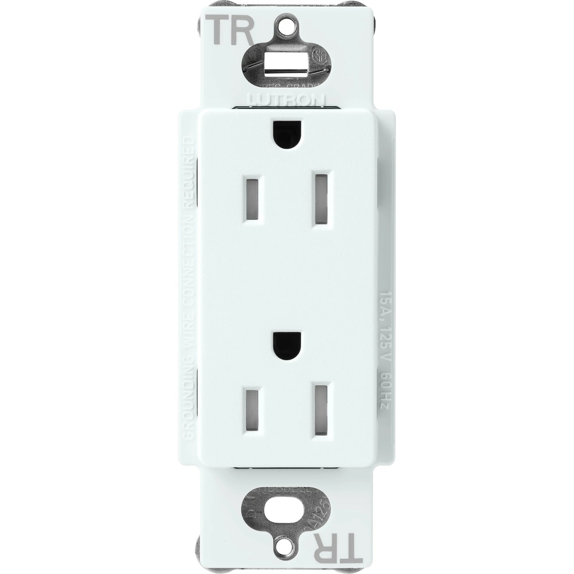 SCRS-15-TR-GL Claro Tamper-Resistant Duplex Receptacle, Decorator-Style Outlet, 15 Amp, Satin, Glacier White