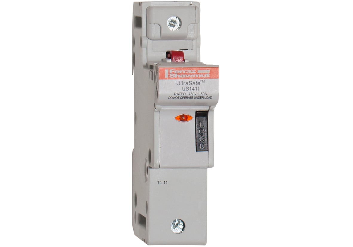 A331154 UltraSafe US14 Modular Fuse Holder, 750 V AC/DC, 50 A, 14 to 2 AWG Wire, 1 Poles