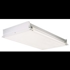 2' wide Recessed Cleanroom Trouffer, Class 10,000 , Grid, 1-1/2'' wide, Four lamps, 32W T8 (48''), Flush aluminum, white, #12 pattern acrylic, .125'' thick, inverted, 120V-277V, One 4-lamp ballast, T8 electronic ballast, SKU - 777403
