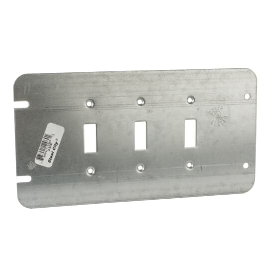 3-GCS Steel City Outlet Box Cover, 8-13/16 in L x 4-11/16 in W, Steel