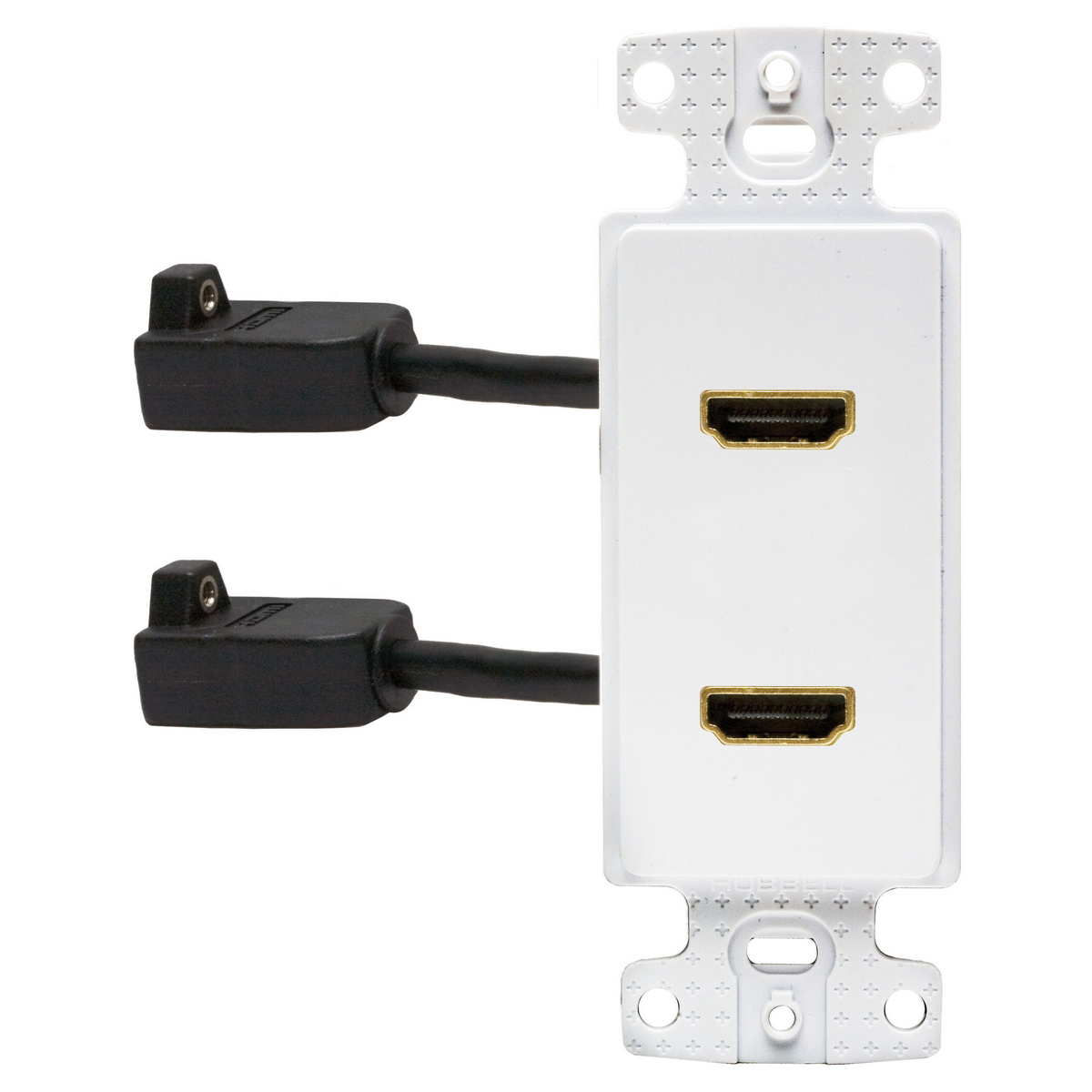 NS802W Standard 2/4 Gang Plug-N-Play Decorator Frame, Female Connector, 2 Ports, Snap-Fit Mount, White