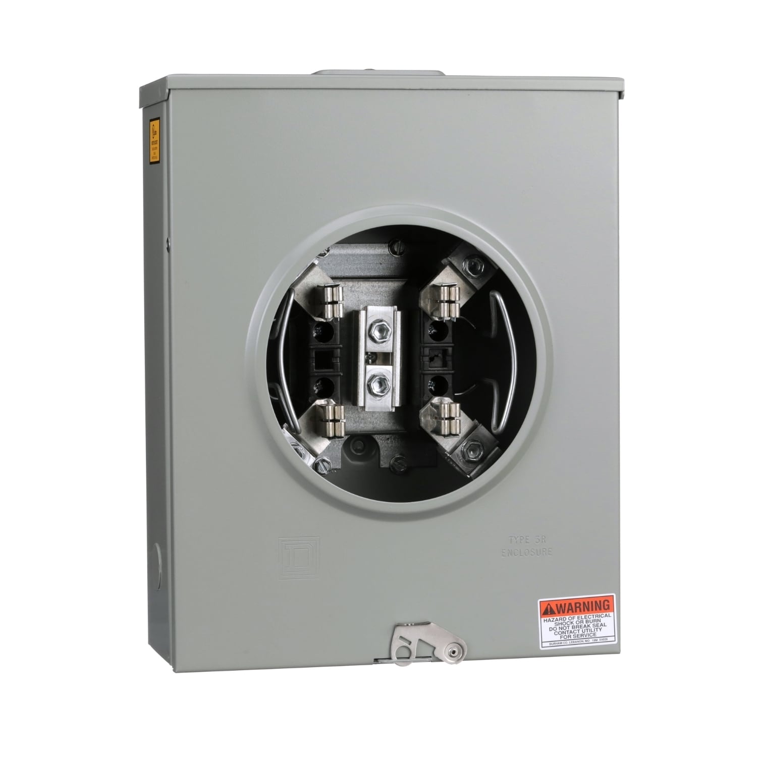 1004710E Single Position Meter Socket, 200 Amp, 1 Phase, Ringless, No Bypass, 4 Jaw with no release, OH, UG, 600V, 3 Wire, Series A