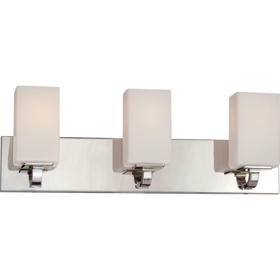 60-5183 Nuvo Vista Transitional Vanity Light Fixture, (3) A19 Lamp, 120 V AC, Polished Nickel Housing