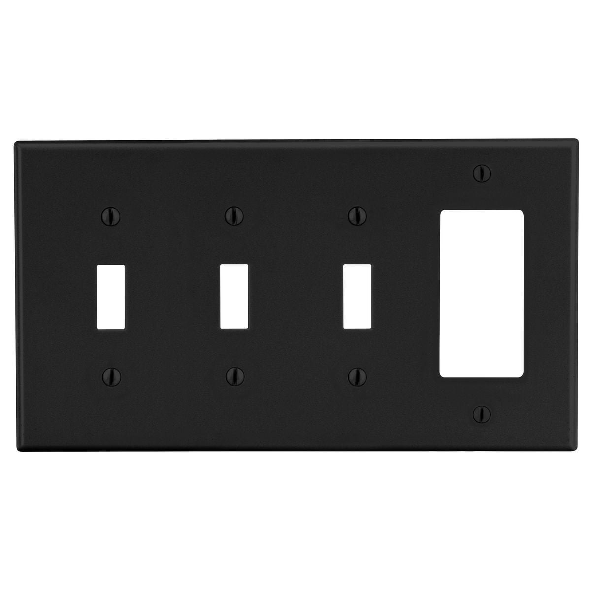 P326BK Non-Metallic Standard Wall Plate, 4 Gangs, 8.31 in W x 4.63 in H, Polycarbonate Thermoplastic, Black