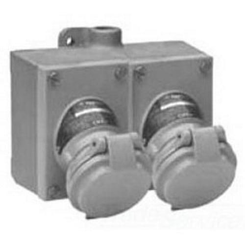 CPS152202 Contender CPS 2-Gang Dead End Explosionproof Receptacle Assembly With Mounting Box, 125 to 250 V AC/18 V DC, 20 A, 3 Poles, 2 Wires