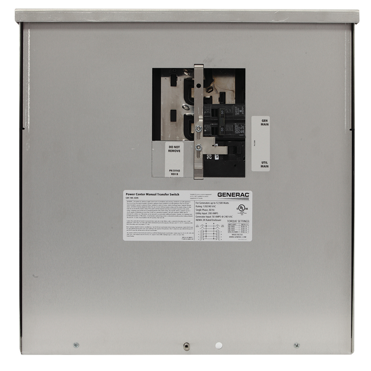 6335 200-Amp Manual Transfer Switch