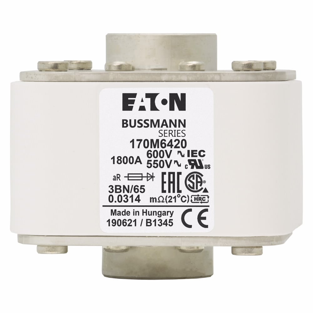 170M6420 Semi-Conductor High Speed Fuse, 1800 A, 690/700 V, 200 kA Interrupt, Class: AR, Square Body