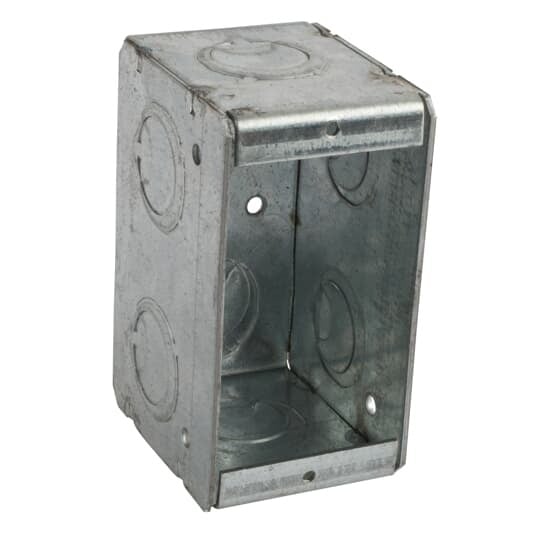 1-MBS Steel City Shallow Welded Masonry Box, Steel, 16.5 cu-in Capacity, 1 Gangs, 1 Outlets, 6 Knockouts