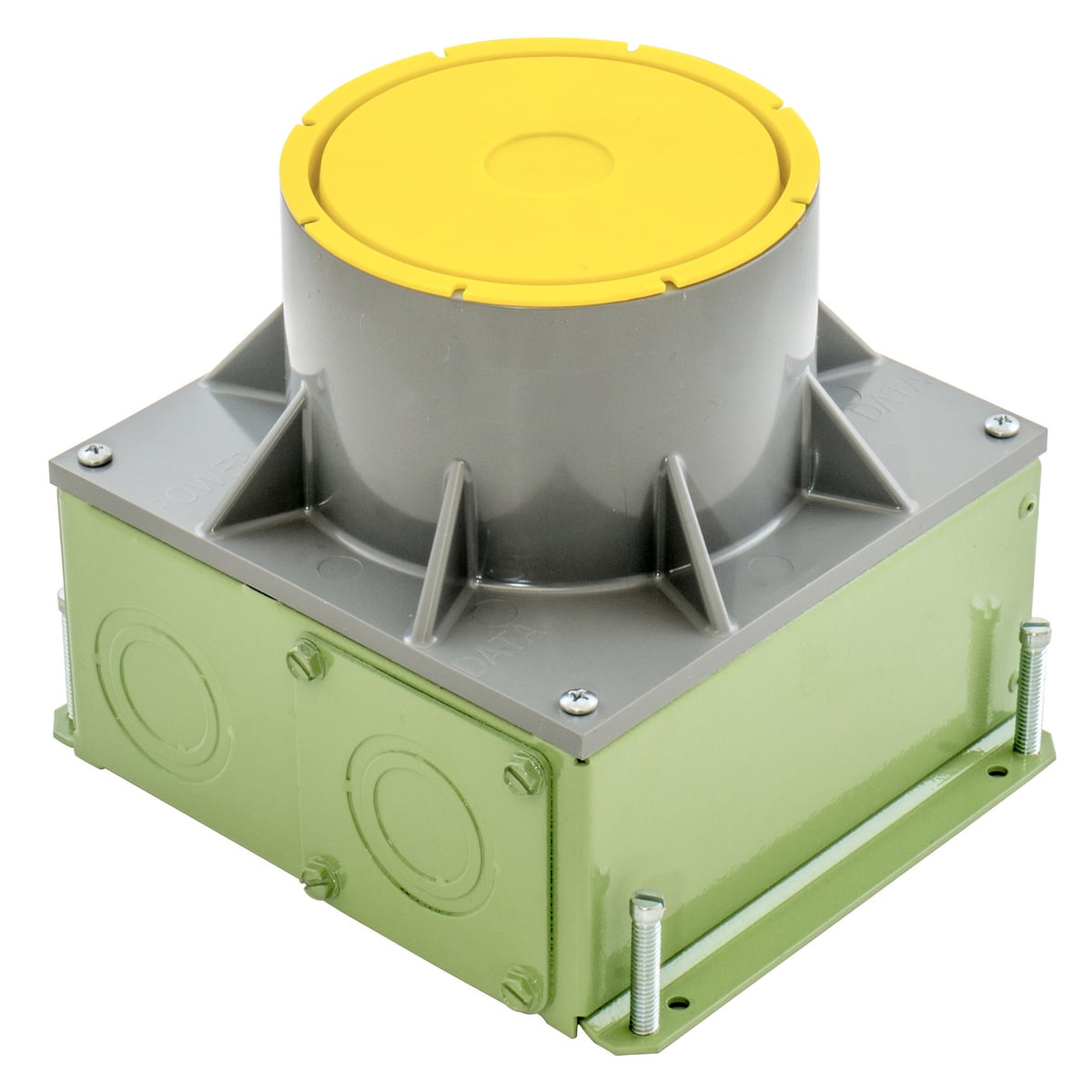 CFBS1R4SFBCR Fully Adjustable Corrosion Resistant Concrete Floor Box, Composite, 80 cu-in Capacity, 4 Knockouts, 7.4 in L x 6.32 in W x 6 in H