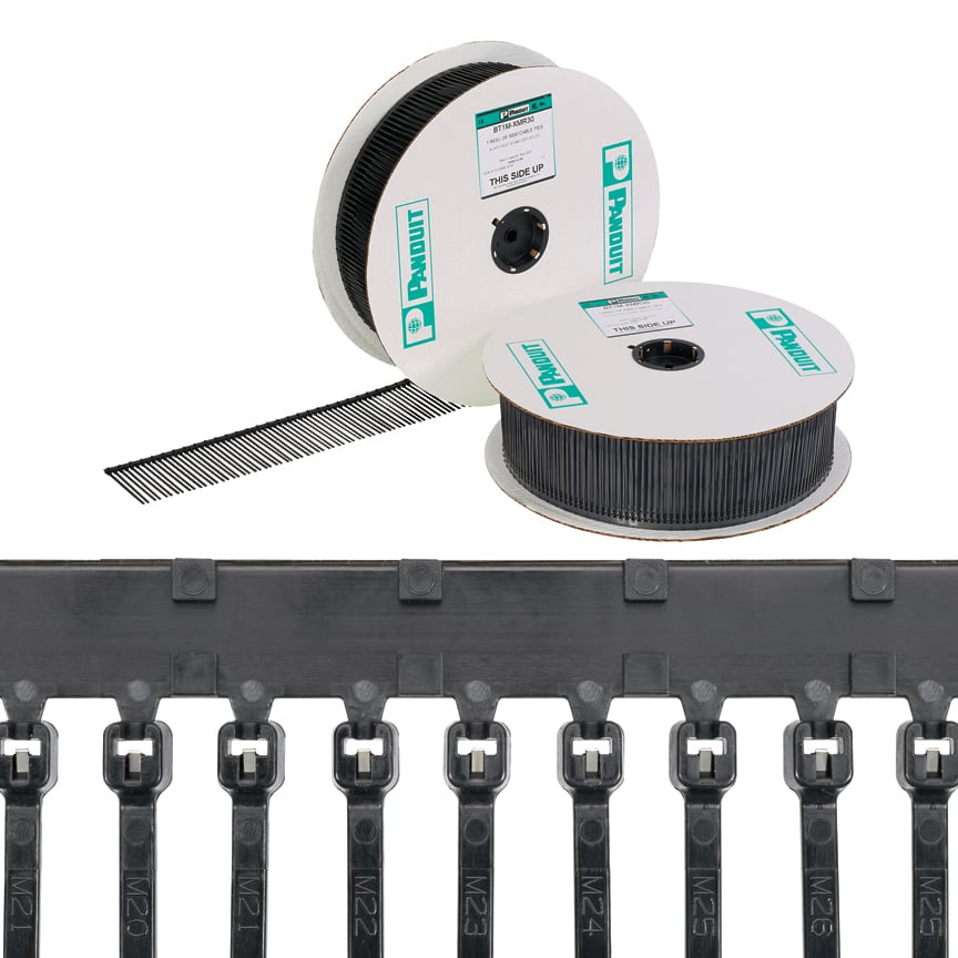 BT1.5M-XMR0 Dome-Top Cross Section Miniature Plenum Rated Reel-Fed Weather-Resistant Cable Tie, 5.6 in L x 0.04 in THK, Nylon 6.6