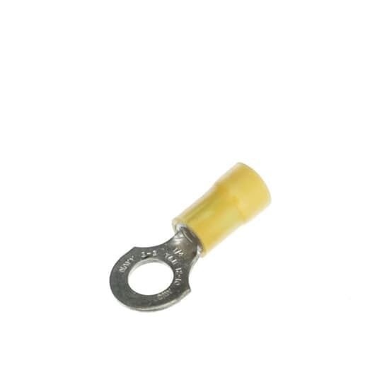 10RC-14X Sta-Kon RC Series Expanded Insulated Ring Terminal, 12 to 10 AWG Conductor, 1.16 in L, Brazed Seam Barrel, Copper, Yellow
