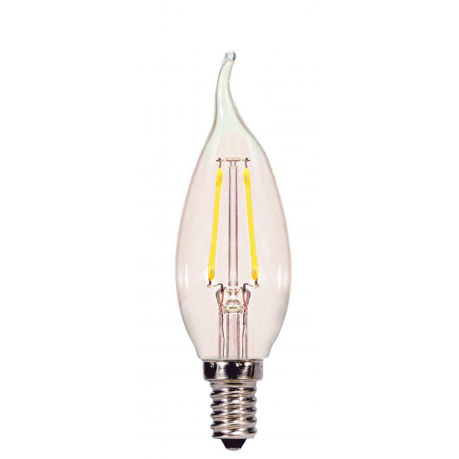 S29921 Dimmable Filament LED Lamp, 3 W, 25 W Incandescent Equivalent, E12 Lamp, CA11 Shape, 200 Lumens
