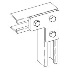BFV140 Flat Corner Plate, 3 Holes, 3-1/2 in L x 3-1/2 in W x 1/4 in THK, Fiberglass/Glass Reinforced Polyurethane