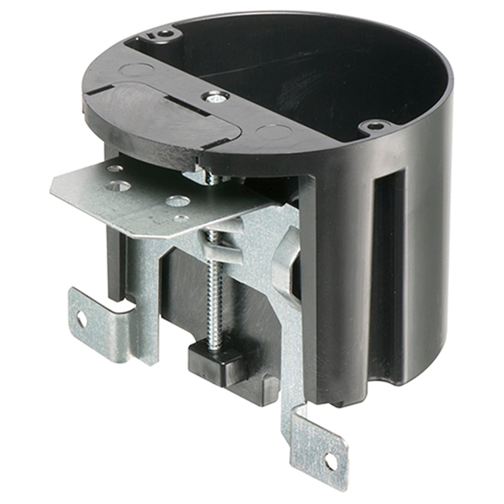 Non-Metallic One Box for ceiling fixtures. Mounts securely to joist on new construction. 2 Hour Fire Rating. 20.7 cu. in. Adjusts up to 1/2" to 1-1/2". With Grounding Clip
