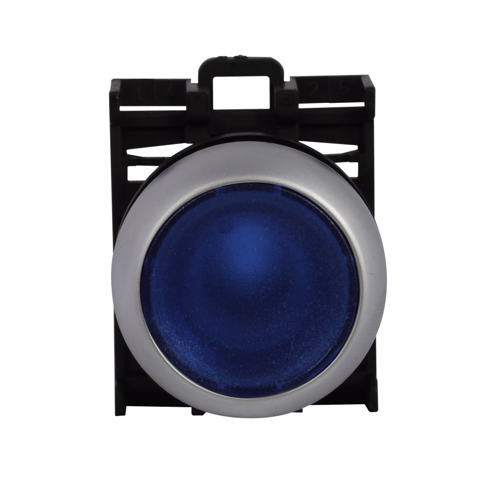 M22-DL-B Modular Illuminated Pushbutton Operator, 22.5 mm, 1NO-1NC Contact, Flush Operator, Momentary Contact, Blue
