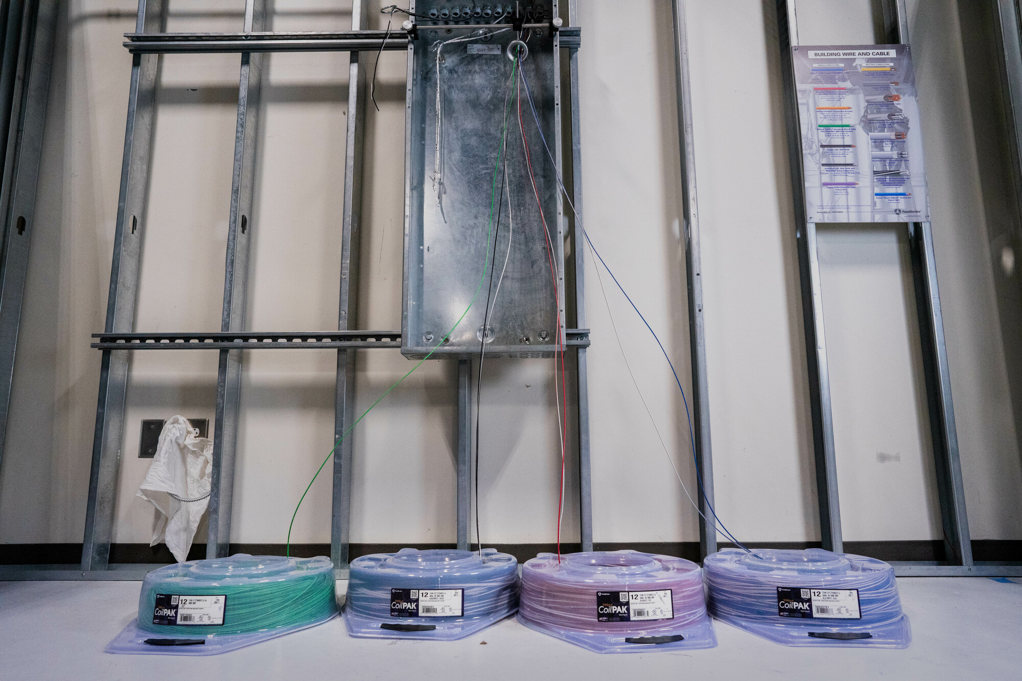 THHN Wire, 10 AWG, White/Blue, Solid, Copper Conductor, 1250 Foot Coil