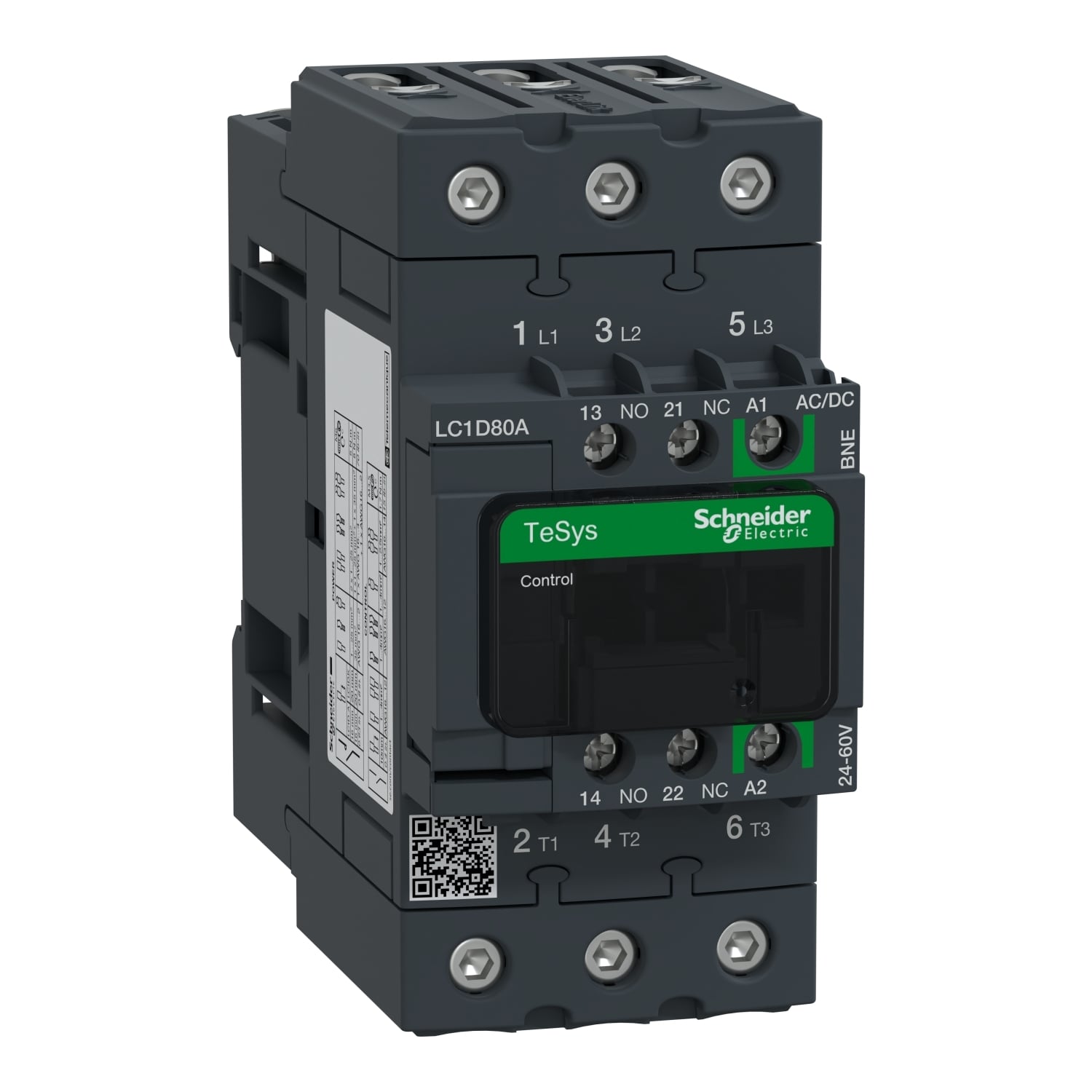 LC1D80ABNE LC1F Contactor, 24 to 60 v coil, 10 80, 3NO contact, 3 poles