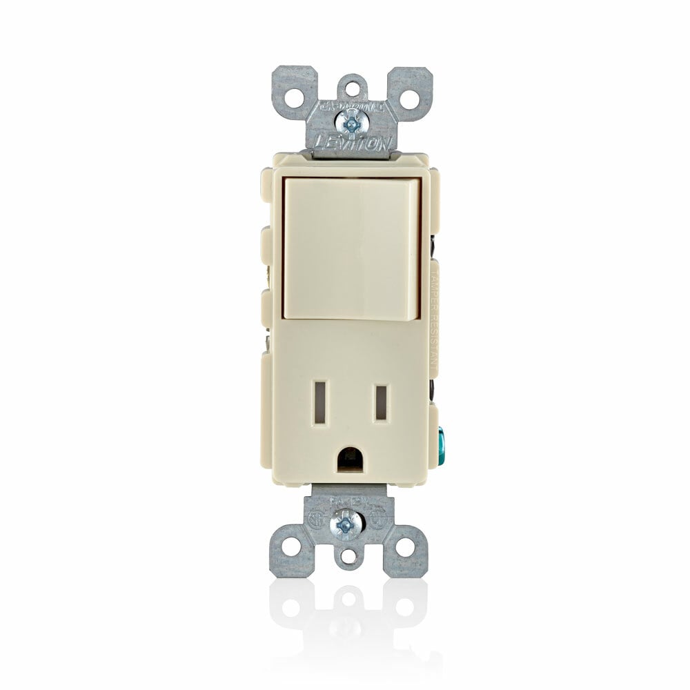 T5625-T Decora Plug Into Safety Tamper-Resistant Combination Receptacle Switch, 12/15 A, 120/125 V AC, 60 Hz, 1 Poles