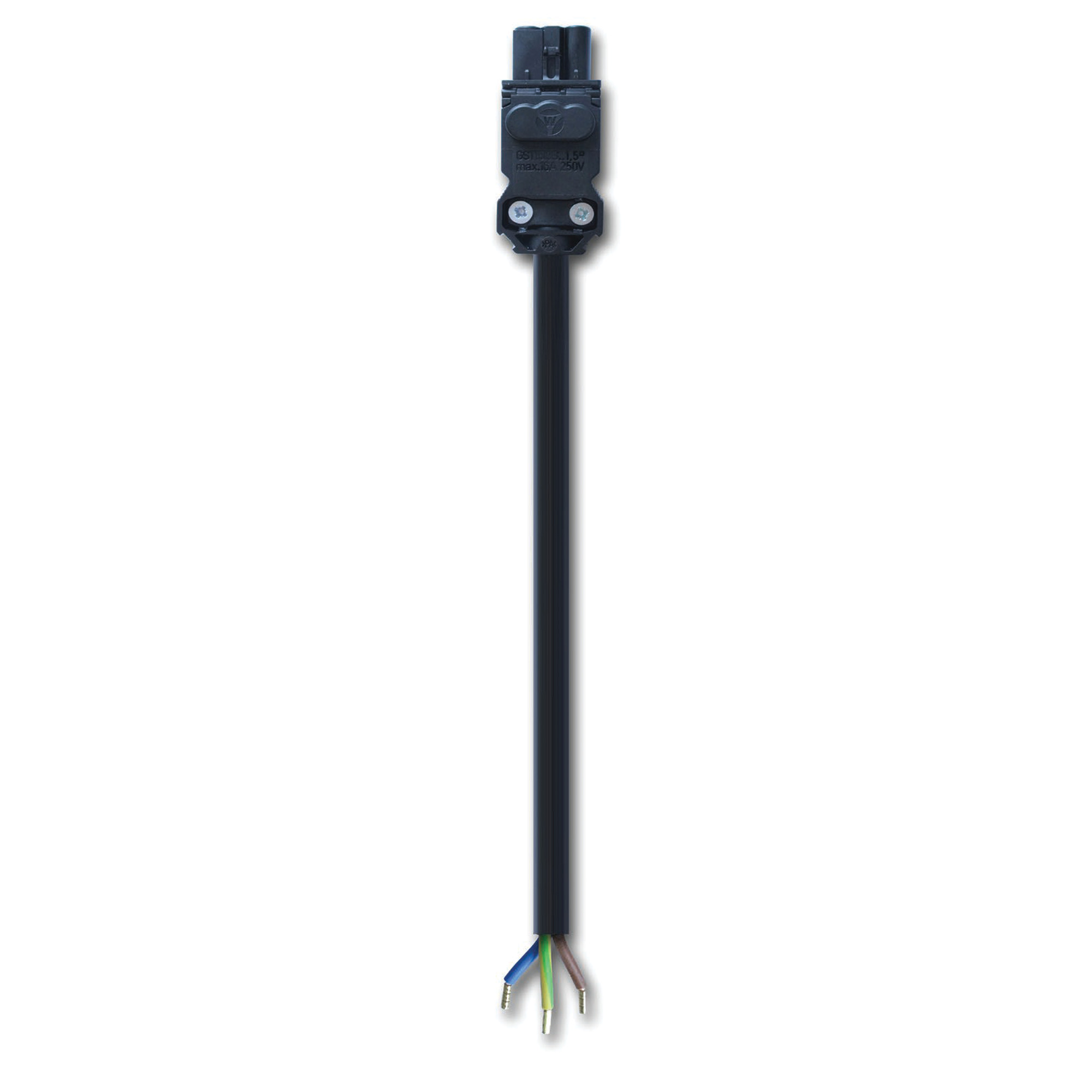ELC1001PBUL 3-Pole Infeed Cable, For Use With EL LED Enclosure Light, 100 to 240 V AC Input Voltage, 250 V AC Rated Voltage, 10 A Rated Current, Power Cable Connection, Copper, Black
