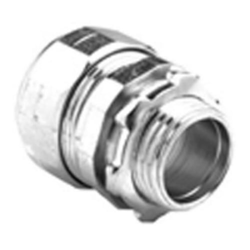 253-US Bridgeport Non-Insulated Compression Connector, 1-1/4 in Trade, For Use With EMT Conduit, Steel, Electro-Plated Zinc