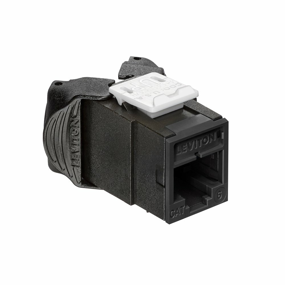 61UJK-RE6 Atlast-X1 QuickPort Component Rated Standard UTP Connector, Cat 6 Module, Flush Mount, 1 Port, Black