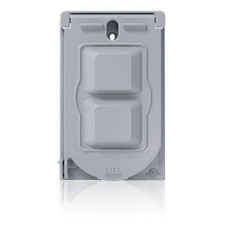 WM1V-GY Outlet Box Cover, 4.63 in L x 2.85 in W x 0.89 in D, Weatherproof Cover, Aluminum