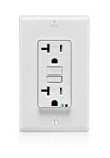 S7899-W Slim Duplex Self-Test Tamper-Resistant GFCI Receptacle, 125 VAC, 20 A, 2 Poles, 3 Wires, White