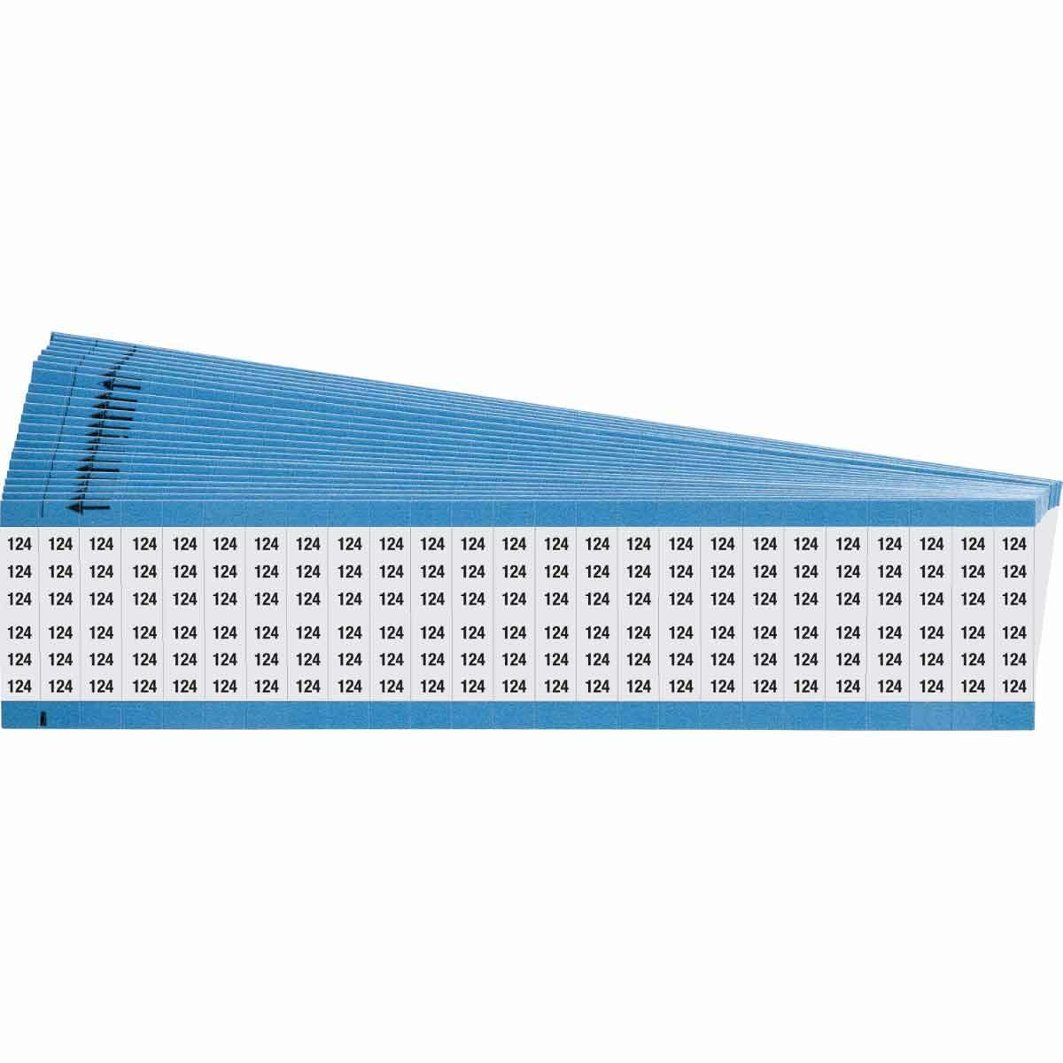 WM-124-PK WM Series Die-Cut Pre-Printed Solid Number Wire Marker Card, 1/4 in W, Black on White, B-500 Repositionable Vinyl Coated Fabric, 25 Markers per Card