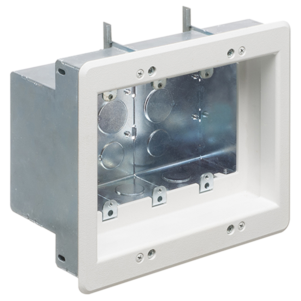 TVBS507 Power Low Voltage Recessed Combination Box, Steel, 3 Gangs, 6.205 in L x 7.93 in W x 3.937 in H